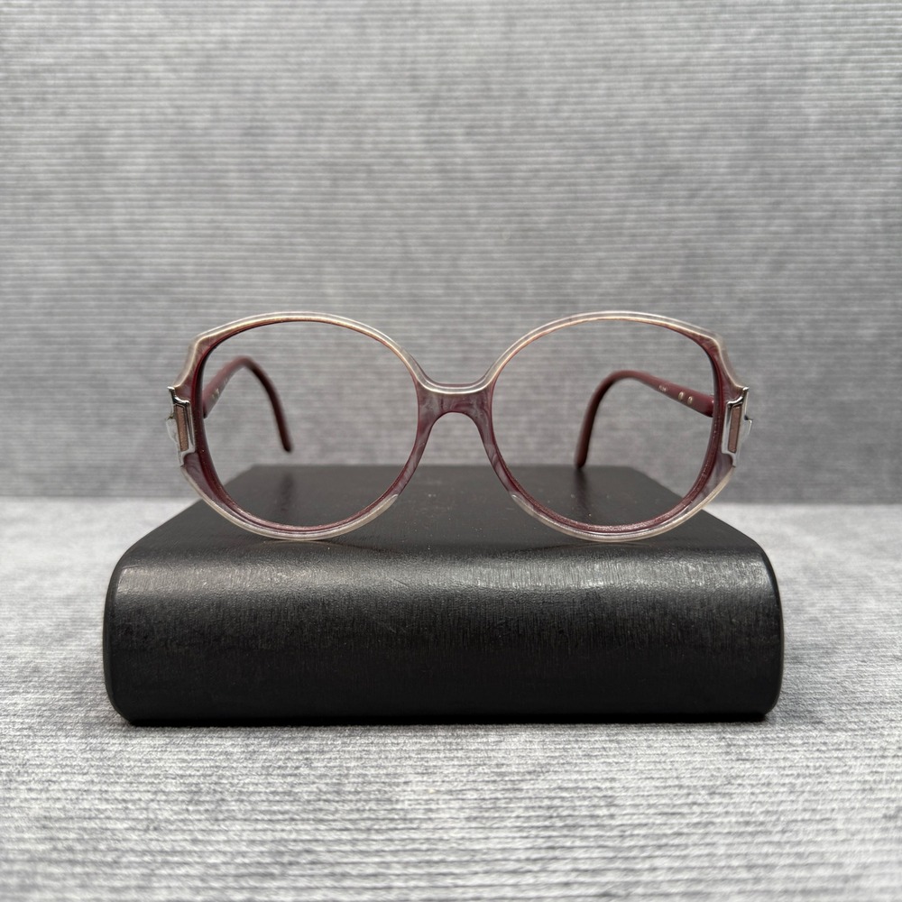 Vintage Plum Round Butterfly Y2K Eyeglass Frames Burgundy Clear 52-18 England